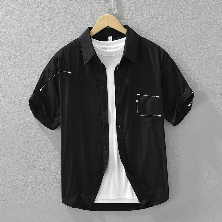 Levoire | Chemise À Manches Courtes Decontracte Hommes Noir
