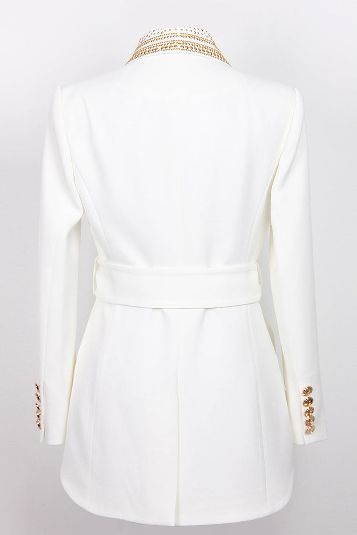 Levoire | Veste Double Boutonnage Avec Détails Dorés Blazer Avec Ceinture Vêtements Pour Dames