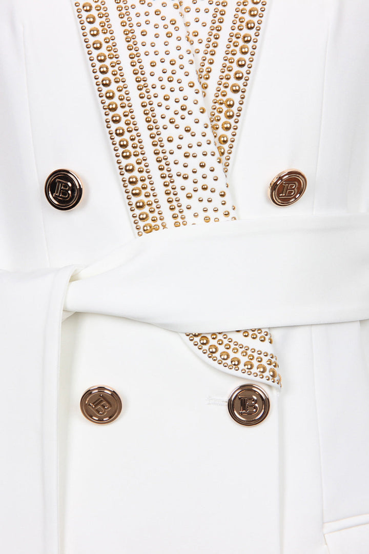 Levoire | Veste Double Boutonnage Avec Détails Dorés Blazer Avec Ceinture Vêtements Pour Dames