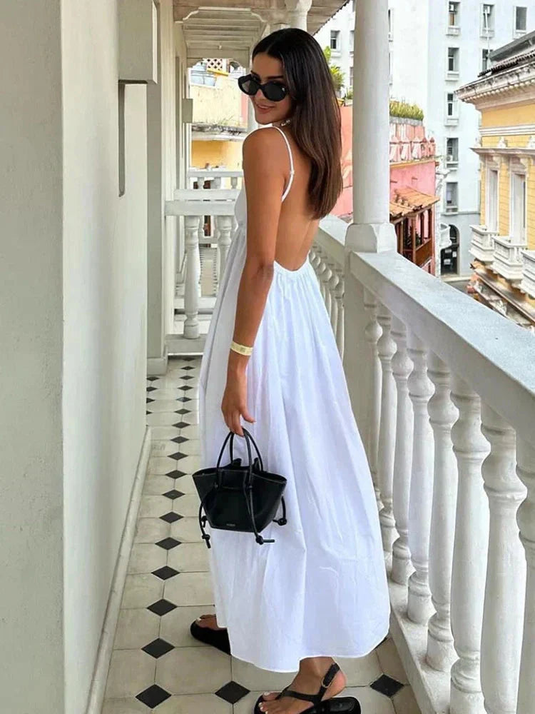 Levoire | Robe Sans Manches Dos Nu Robe Maxi Robe D'Été L