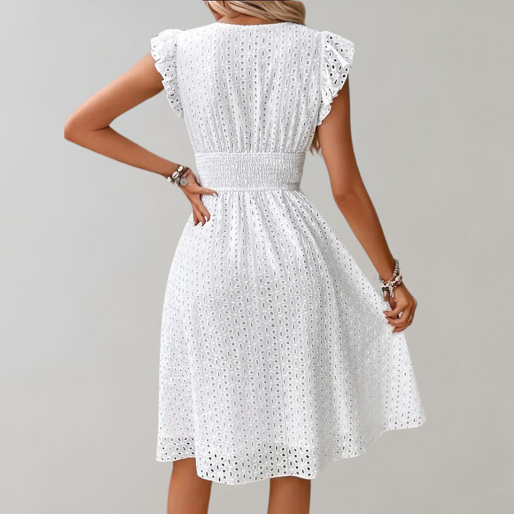 Levoire | Robe D'Été Mi-Longue À Manches Papillon À Décolleté En V Pour Femmes