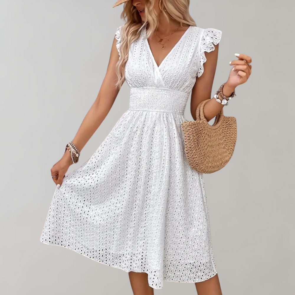 Levoire | Robe D'Été Mi-Longue À Manches Papillon À Décolleté En V Pour Femmes 2XL