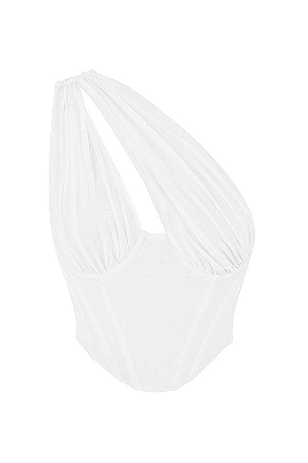 Levoire | Chemise Asymétrique Blanche Avec Réseau Et Découpe