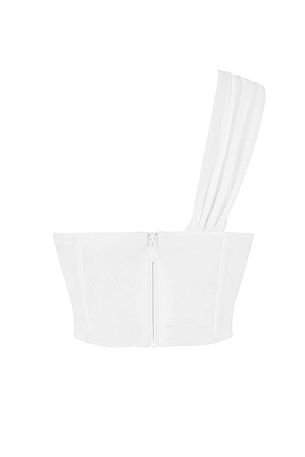 Levoire | Chemise Asymétrique Blanche Avec Réseau Et Découpe