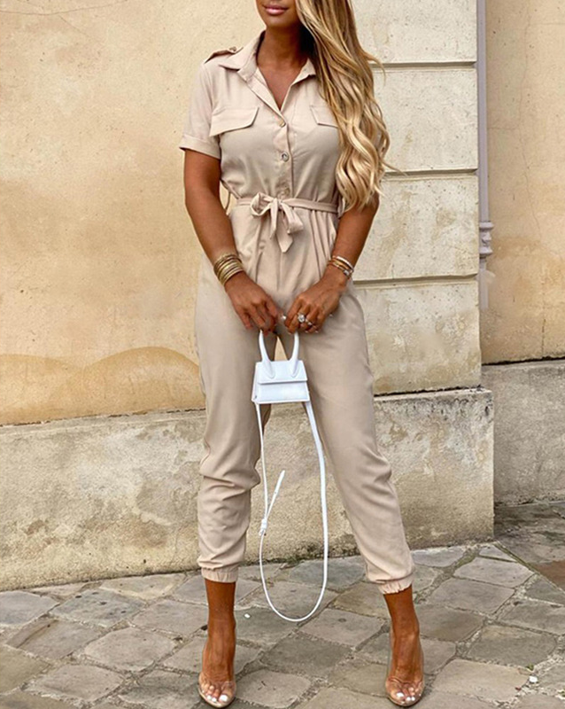 Levoire | Jade - Avec Ceinture Et Manches Courtes Beige