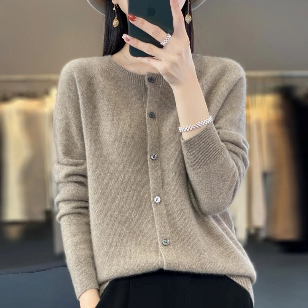 Levoire | Veste En Tricot Style Crop Top Brun foncé