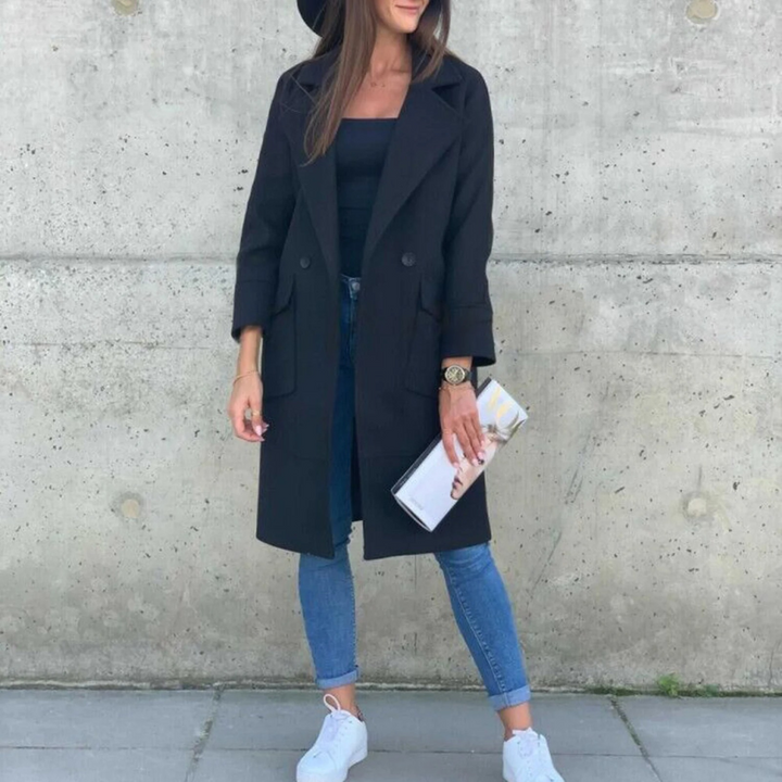 Levoire | Manteau Léger Pour Femmes Avec Col Rabattu Noir