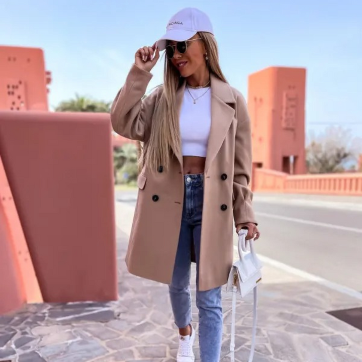 Levoire | Col Revers Avec Bouton Manteau Femme Jacket Braun