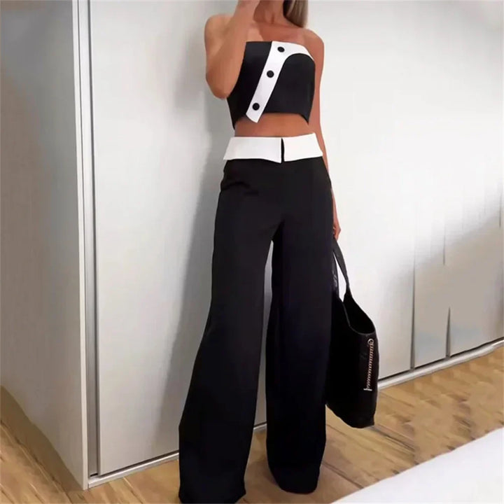 Levoire | Crop Top & Pantalon Largemonté Taille Haute Satz