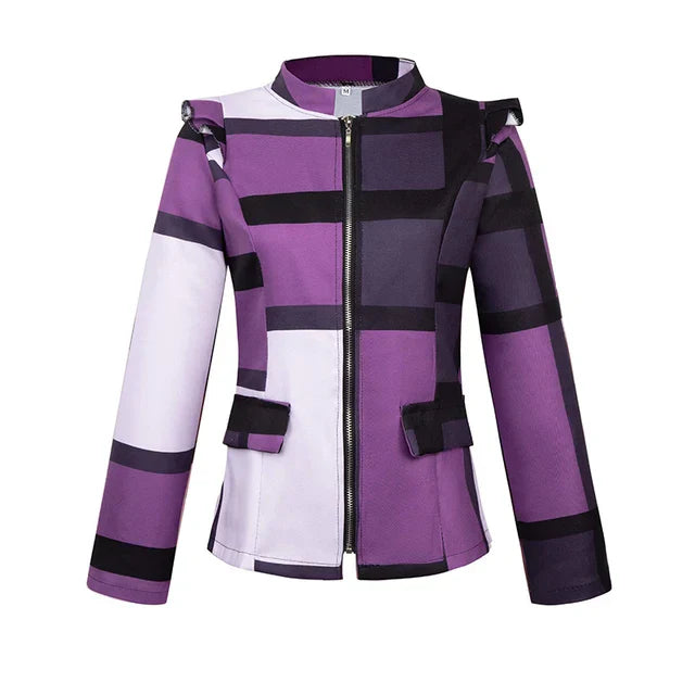 Levoire | Veste À Carreaux Élégante Avec Fermeture Éclair Lilas
