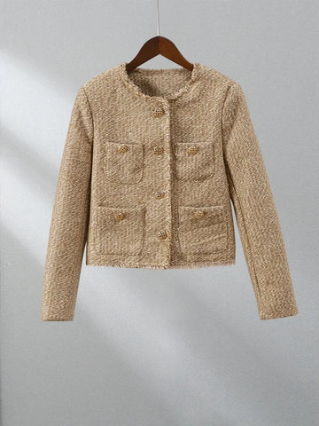 Levoire | Veste élégante avec encolure ronde Kaki