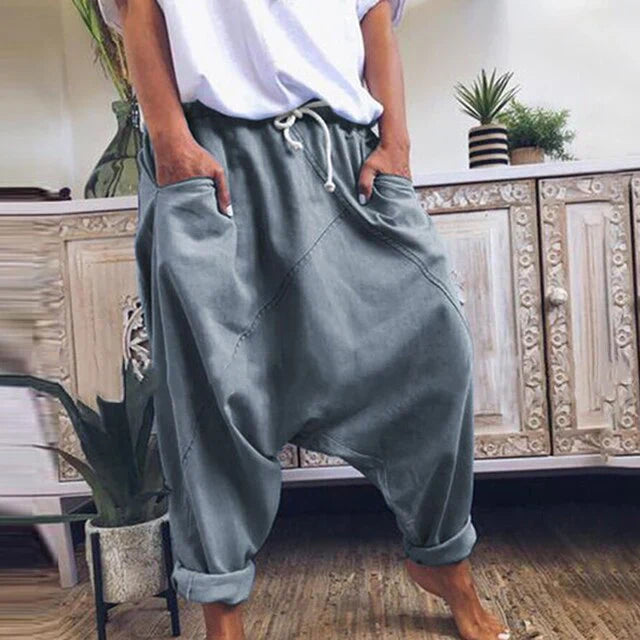 Levoire | Pantalons Harembux En Coton Élégants Gris