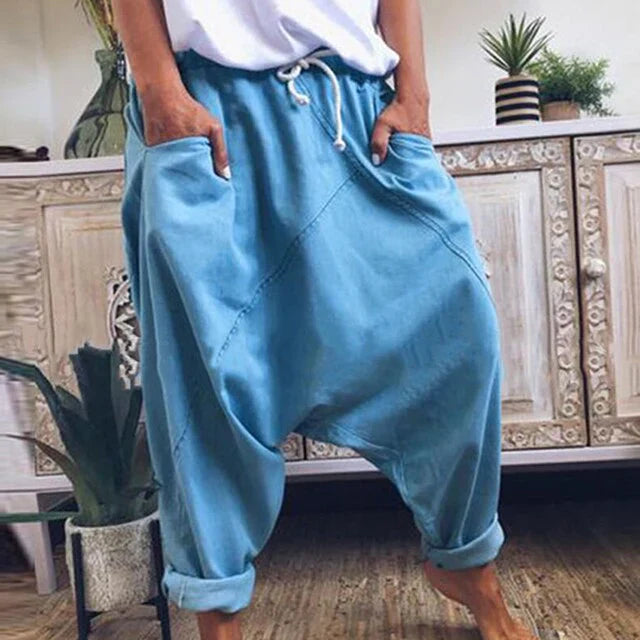 Levoire | Pantalons Harembux En Coton Élégants Bleu