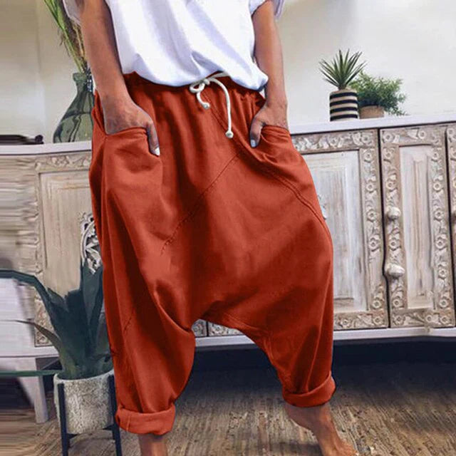 Levoire | Pantalons Harembux En Coton Élégants Orange