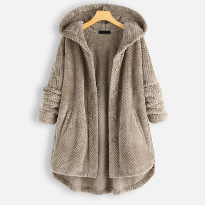 Levoire - Veste à capuche en polaire réversible d'hiver Beige