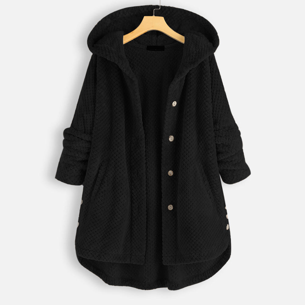 Levoire - Veste à capuche en polaire réversible d'hiver Noir