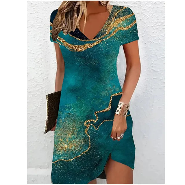 Levoire | Robe Cocktail Beige À Paillettes Bleu coral