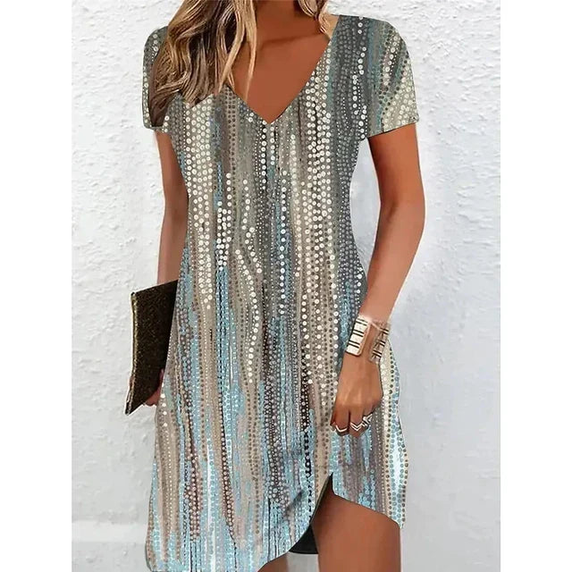 Levoire | Robe Cocktail Beige À Paillettes Gris scintillant