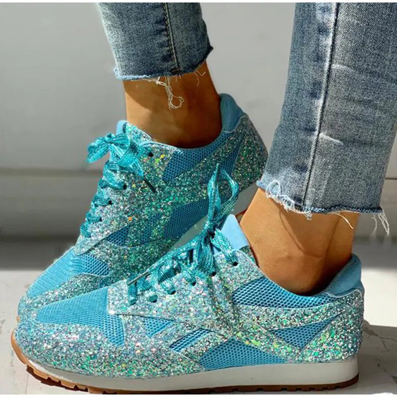 Levoire | Sneaker À Paillettes Brillantes Tendance Bleu clair