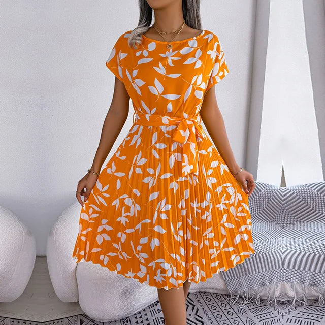 Levoire | Robe D'Été Bleue À Motif Floral Jaune