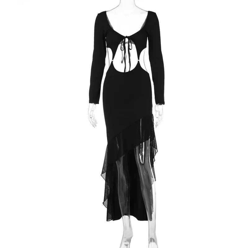 Levoire | Sans Manches Robe Asymétrique Dos Nu Taille Haute Noir