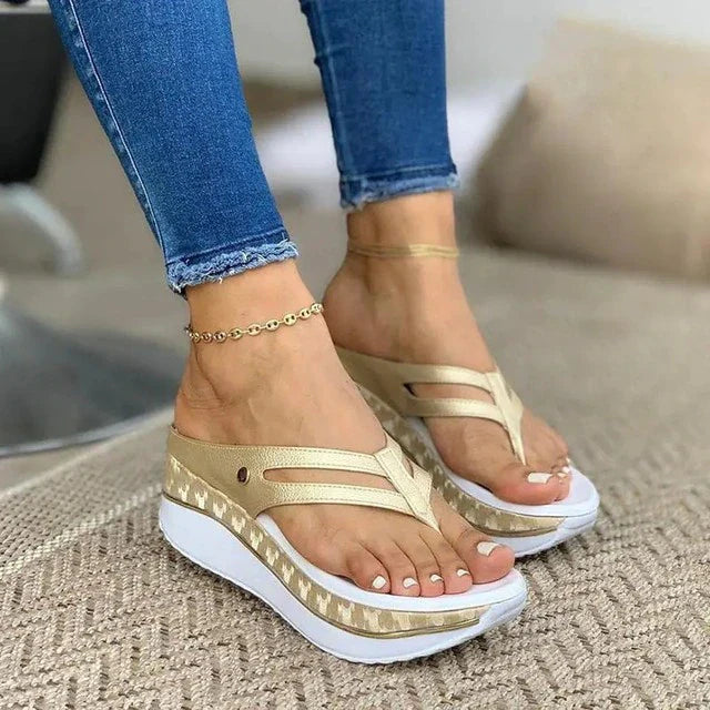 Levoire | Sandales Pour Femmes Confortables Avec Talons Élevés Or