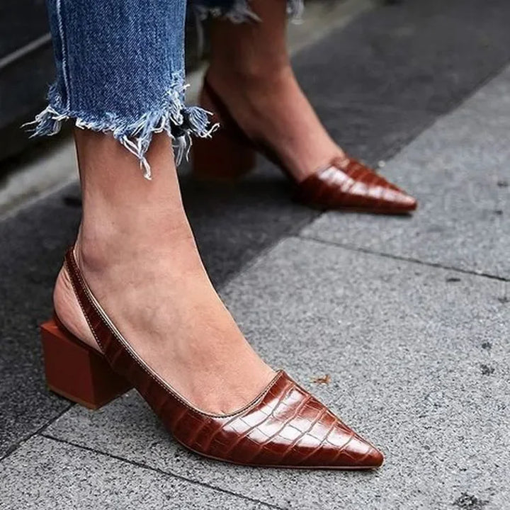 Levoire | Slingbacks Talons Korkoken À Tige Loivavarsi Avec Motif Crocodile
