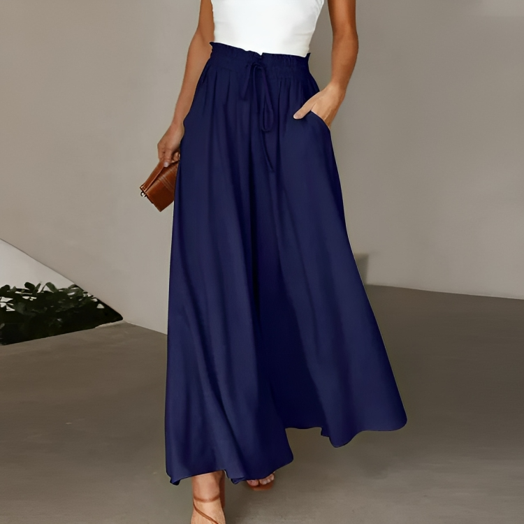 Levoire | Pantalon Ample Avec Jambes Larges, Cordon Ajustable Et Taille Élastique Gris d'avoine