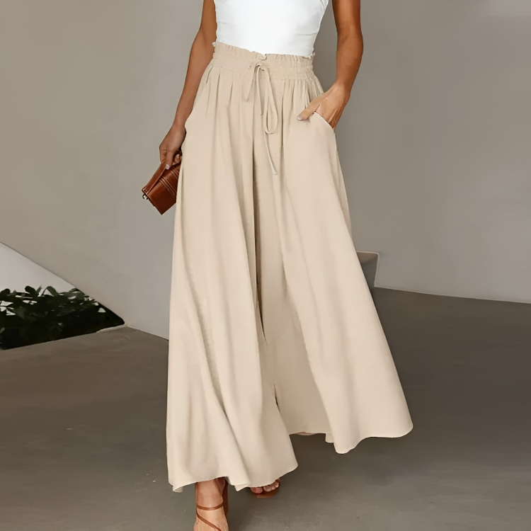 Levoire | Pantalon Ample Avec Jambes Larges, Cordon Ajustable Et Taille Élastique Khaki