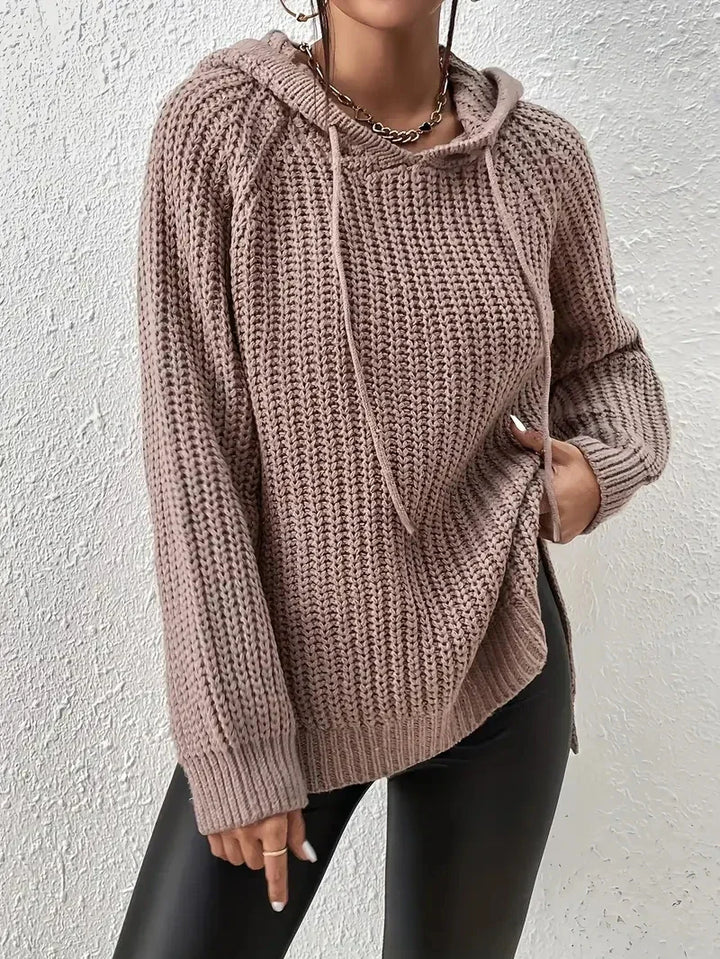 Levoire | Pull À Capuche En Cuir Tricoté Chameau