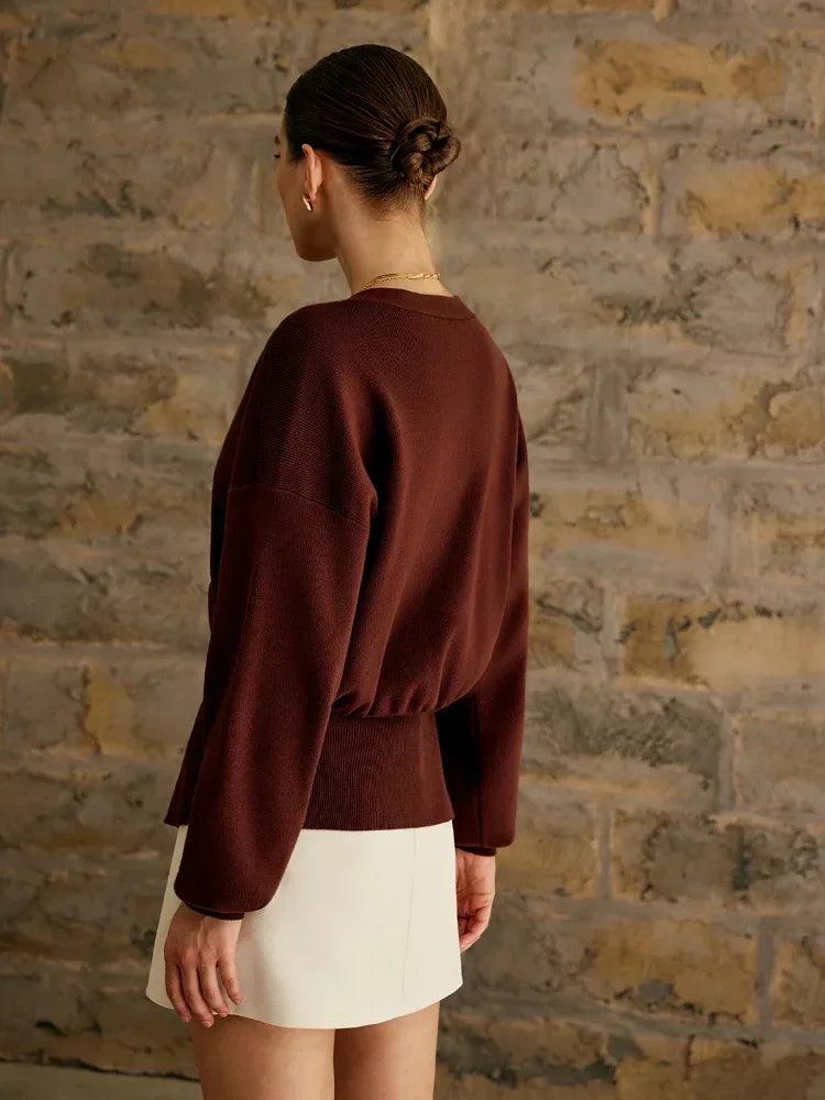 Levoire | Femmes Deep V-Col Longues Manches Haut Ajusté