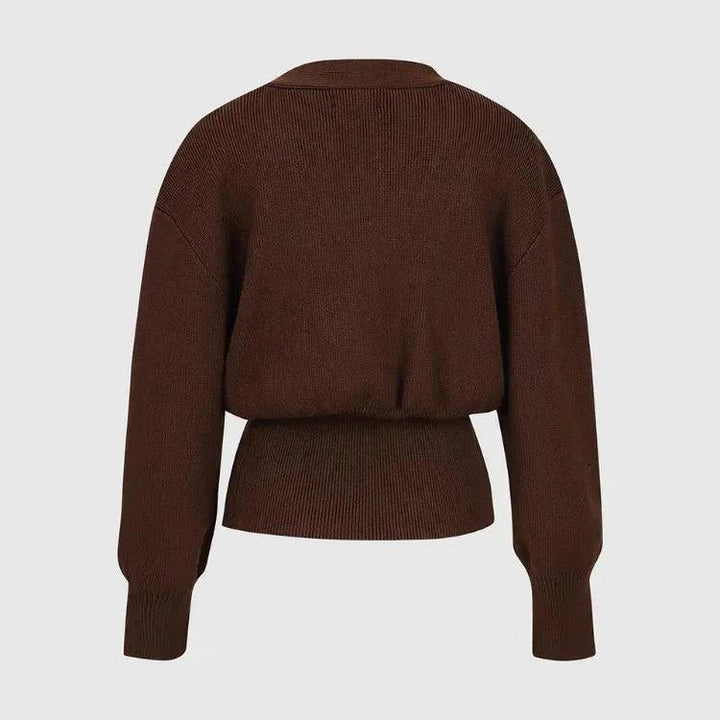 Levoire | Femmes Deep V-Col Longues Manches Haut Ajusté