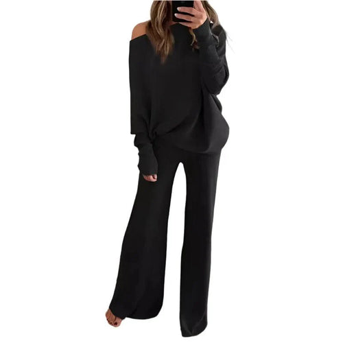 Levoire | Pull À Manches Longues Pour Femmes Et Pantalon Ensemble Deux Pièces Tenue Élégante Et Confortable