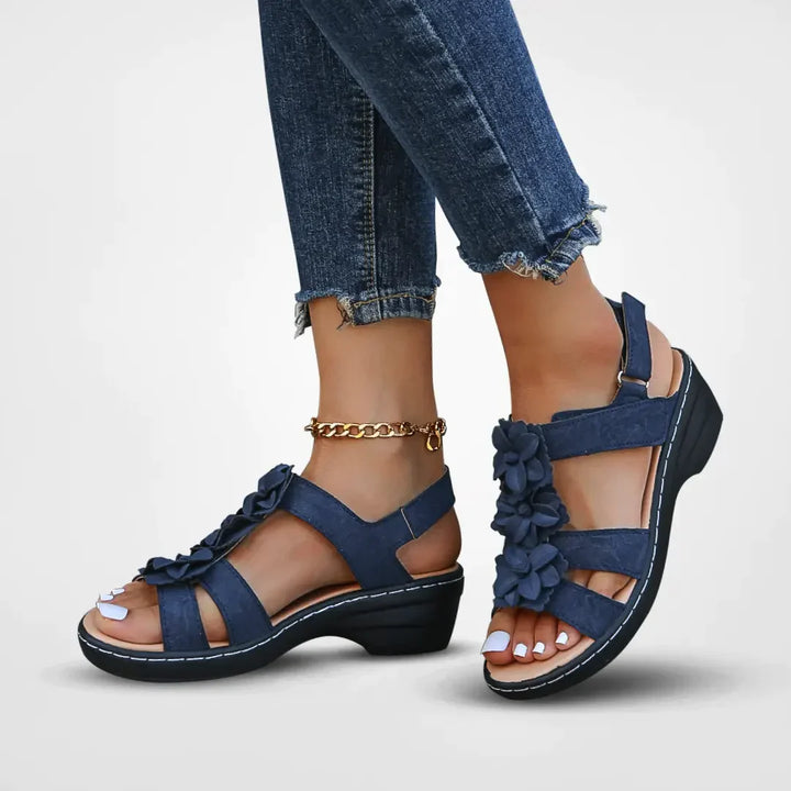 Levoire | Sandales Orthopédiques Avec Motif Floral Pour Femmes Bleu