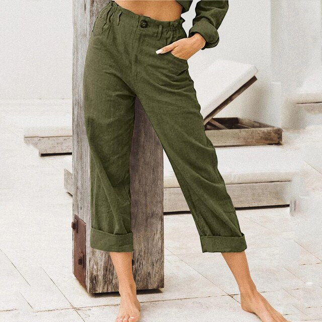 Levoire | Pantalon Avec Design À Taille Élastique Vert armée