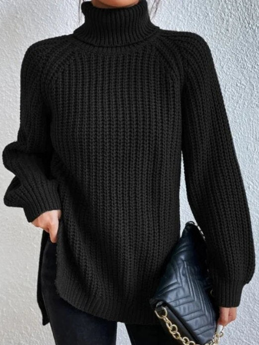 Alessandra™ - Pull à col roulé pour femmes Noir