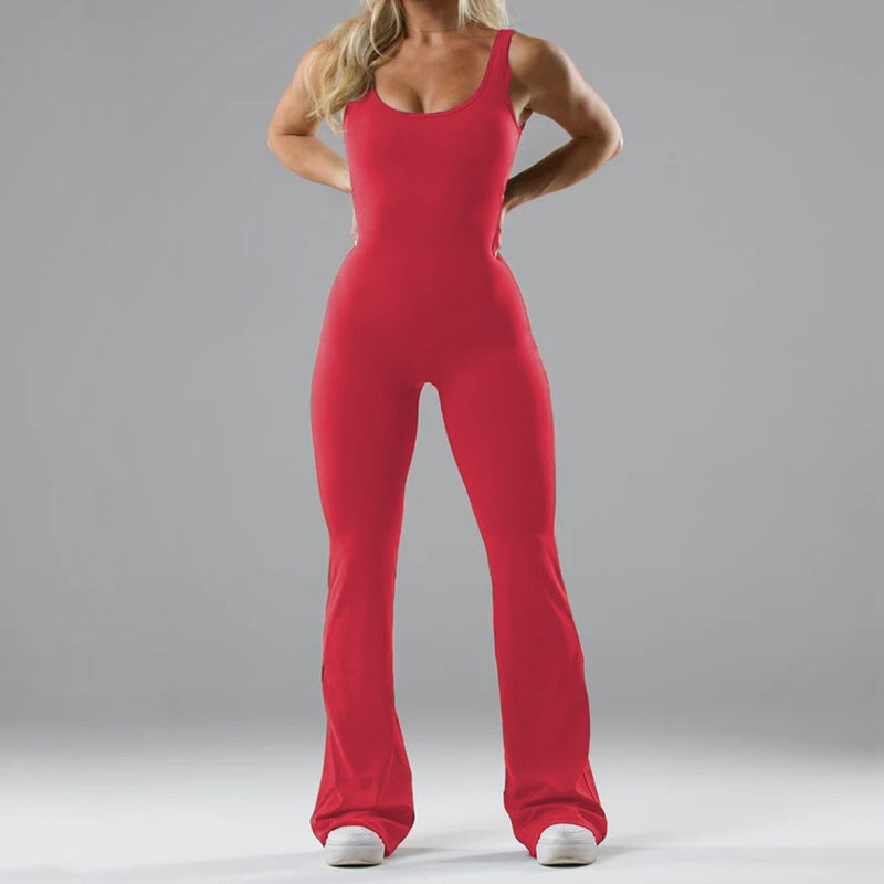 Levoire | Sans Manches Évasé Jambes Scrunch Fitness Combinaison Rot