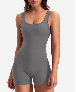 Levoire | Sans Manches Scrunch Bum Combinaison Courte Vêtements De Fitness Gris