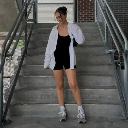 Levoire | Sans Manches Scrunch Bum Combinaison Courte Vêtements De Fitness Noir