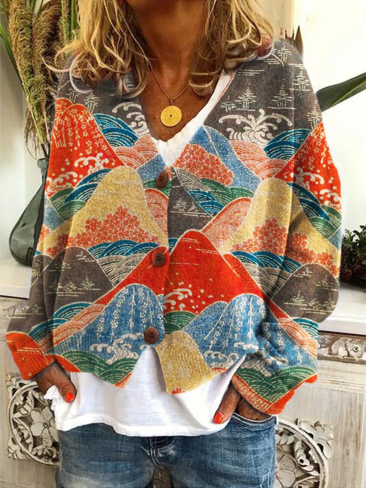 Levoire | Élégant Cardigan Pour Femmes Avec Impression Unique Orange