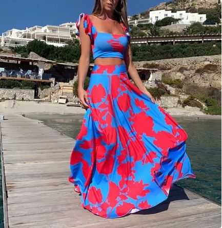 Levoire | Ensemble D'Été Élégant Deux Pièces Avec Imprimé Boho Multicolore