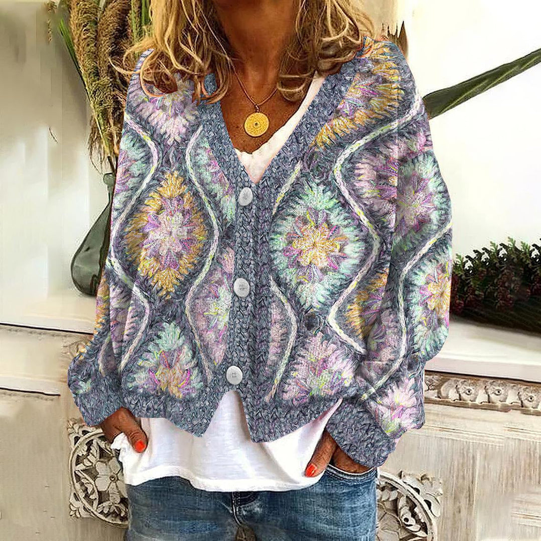 Levoire | Élégant Cardigan Pour Femmes Avec Impression Unique Gris