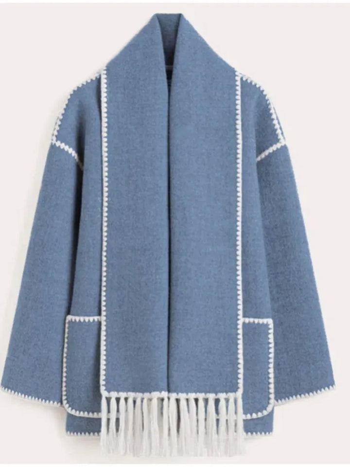 Levoire | Élégant Écharpe-Chaqueta Chaud Bleu