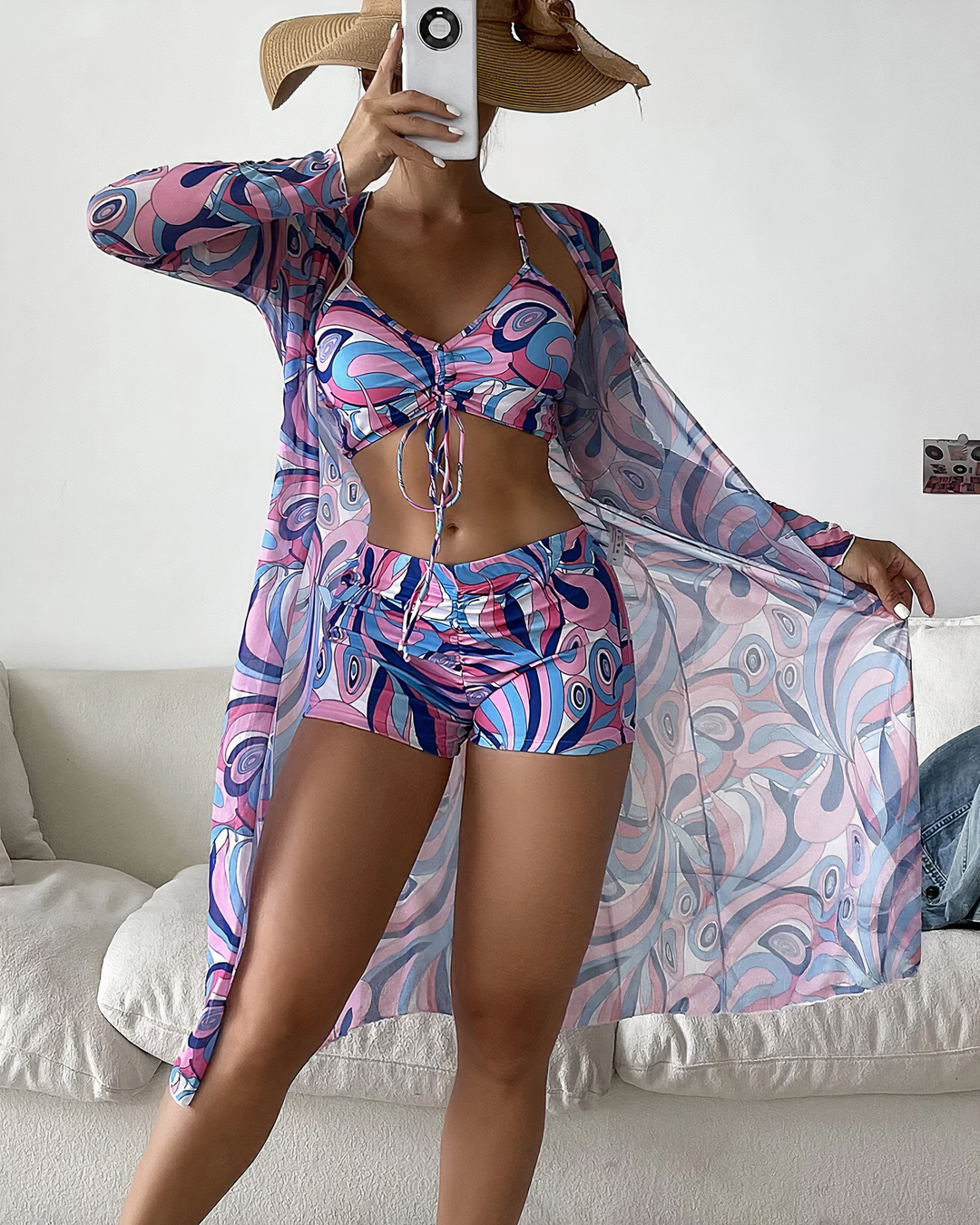 Levoire | Bikini À Taille Haute Et Trois Pièces Rosa