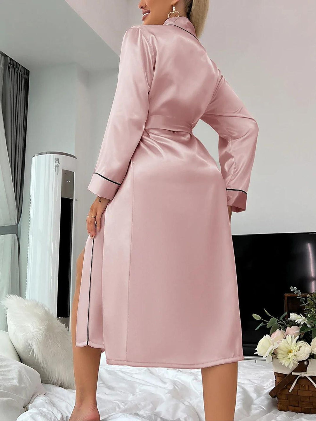 Levoire | Kimono-Robe Doux Satin Léger Loungewear De Luxe Élégant Confortable Ajustement