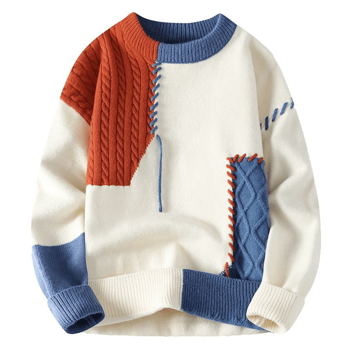 Levoire | Pull En Maille Stylé Au Design Moderne Bleu Orange