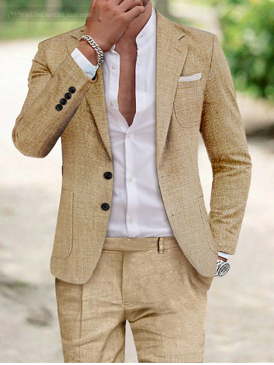Levoire | Élégant Costume En Lin Pour Homme brun clair