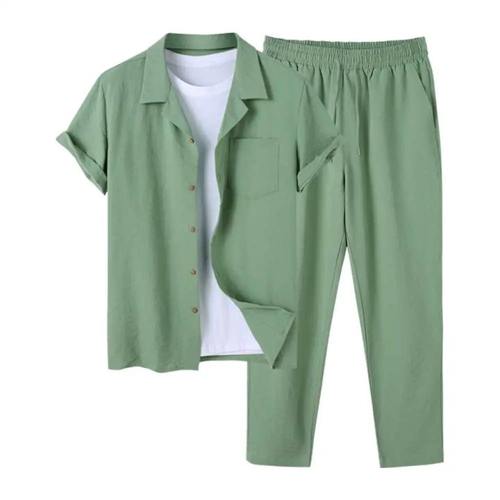 Levoire | Chemise Et Pantalon Ensemble D'Été Pour Hommes Vert