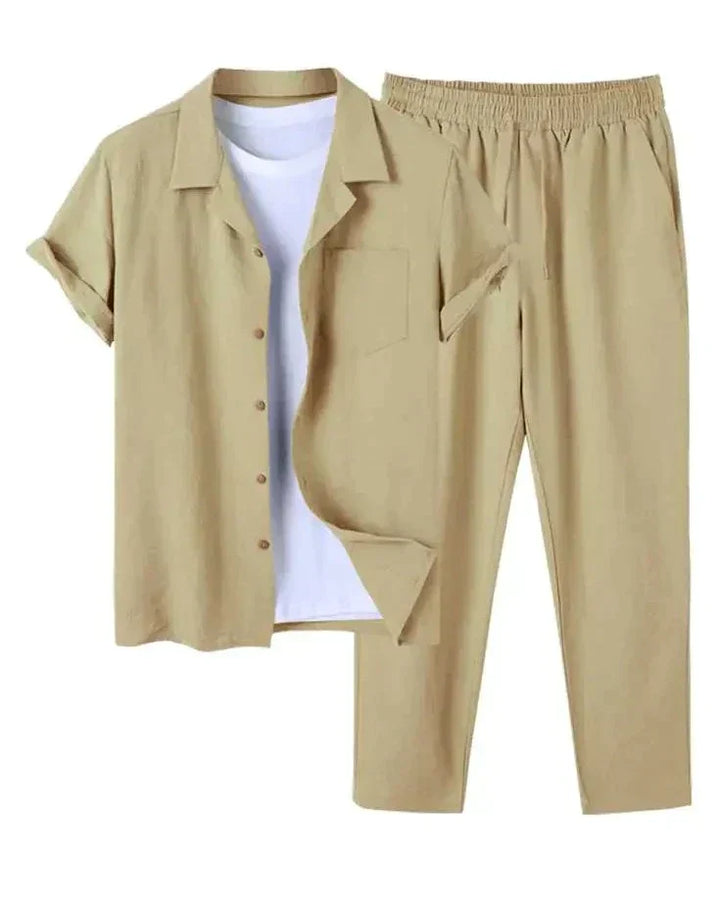 Levoire | Chemise Et Pantalon Ensemble D'Été Pour Hommes Marron clair