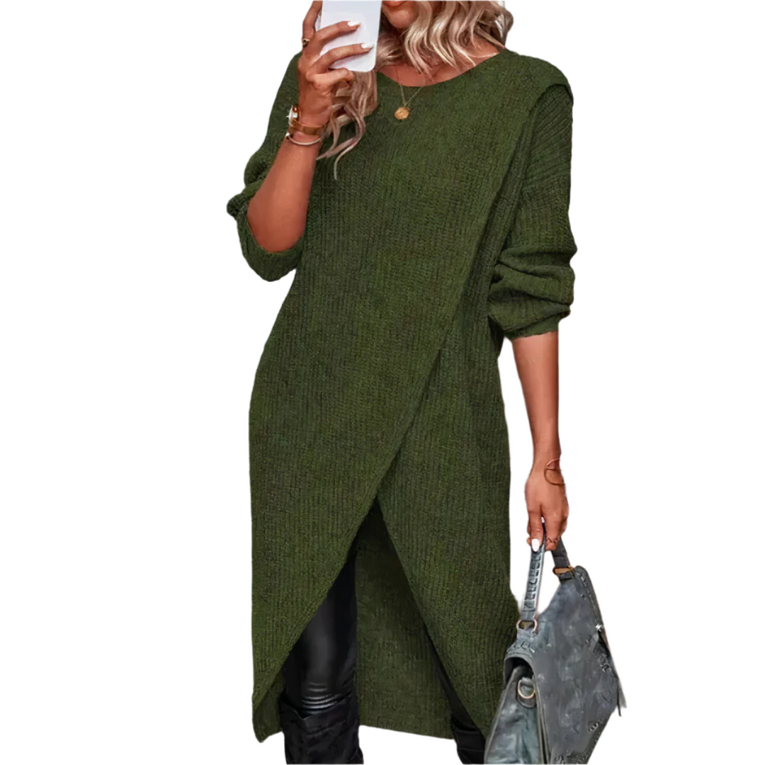 Levoire | Pulli En Laine Tricoté Long Pour Femmes Vert